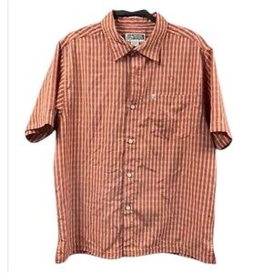 ROUTE 66 Mens Original Clothing Co. Shirt Medium Red Striped Button Down SS‎